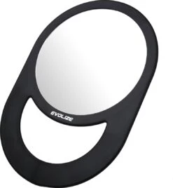 Evolize Onbreekbare Spiegel Met Handvat - Ø 16,5 Cm - Ophangbaar - Rond - Handspiegel - Kappersspiegel - Reisspiegel - Make Up - Afmeting: 28 X 19 Cm - Zwart -Modecosmetica 1107x1200 1