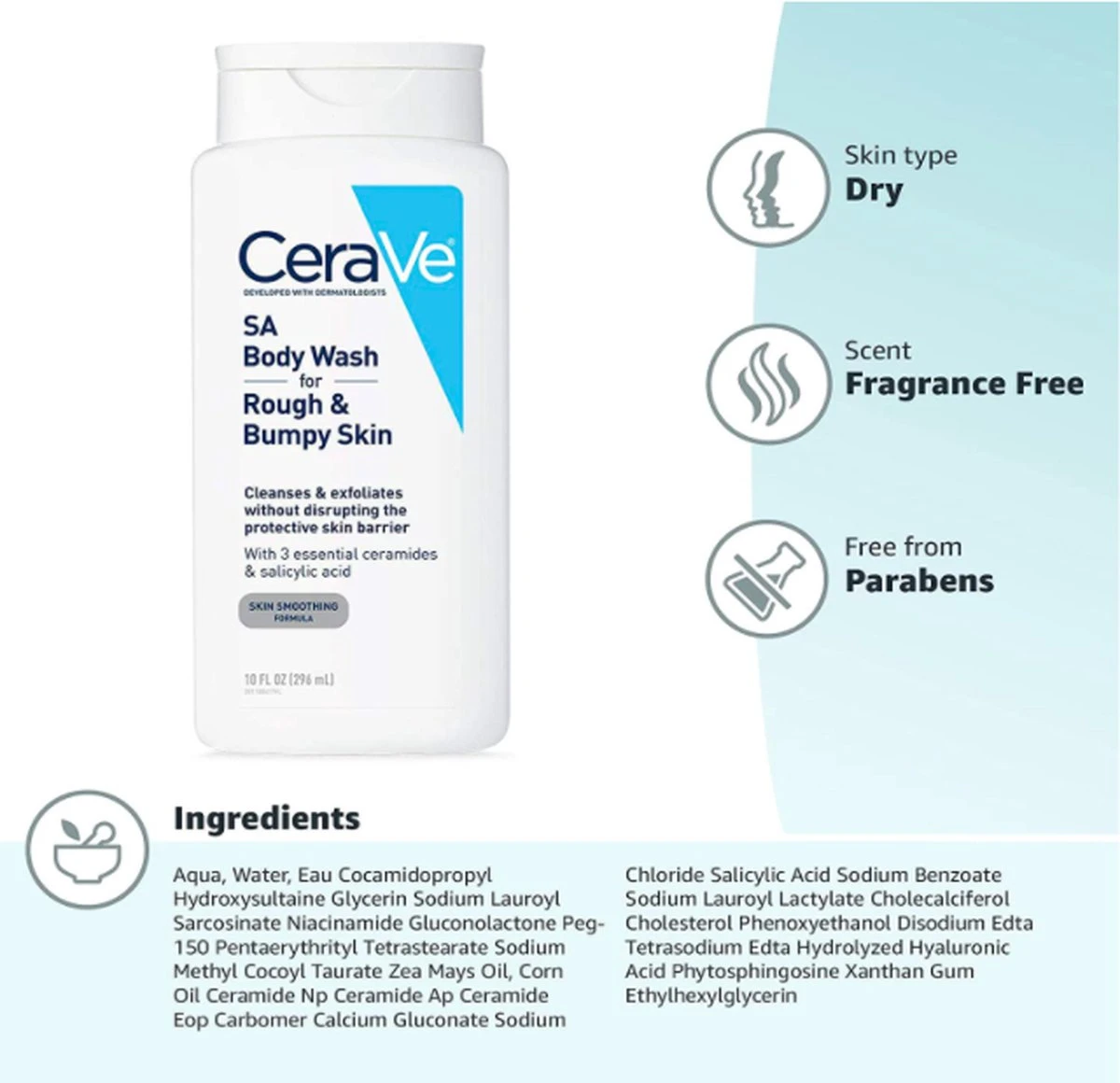 CeraVe Body Wash Met Salicyl Acid - Geurvrij 296ml 2 CeraVe Body Wash Met Salicyl Acid - Geurvrij 296ml - Image 2