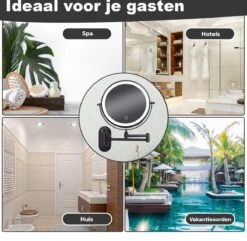 Make Up - Spiegel - Led Verlichting - 10X Vergroting - 3 Lichtstanden - Wandspiegel Rond - Badkamer - Mat Zwart - Draadloos -Modecosmetica 1200x1170 2
