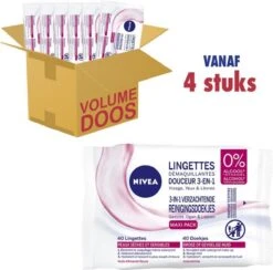 Nivea 3 In 1 Verzachtende Reinigingsdoekjes - Droge En Gevoelige Huid - Zonder Alcohol - 4 X 40 Stuks -Modecosmetica 1200x1184 1