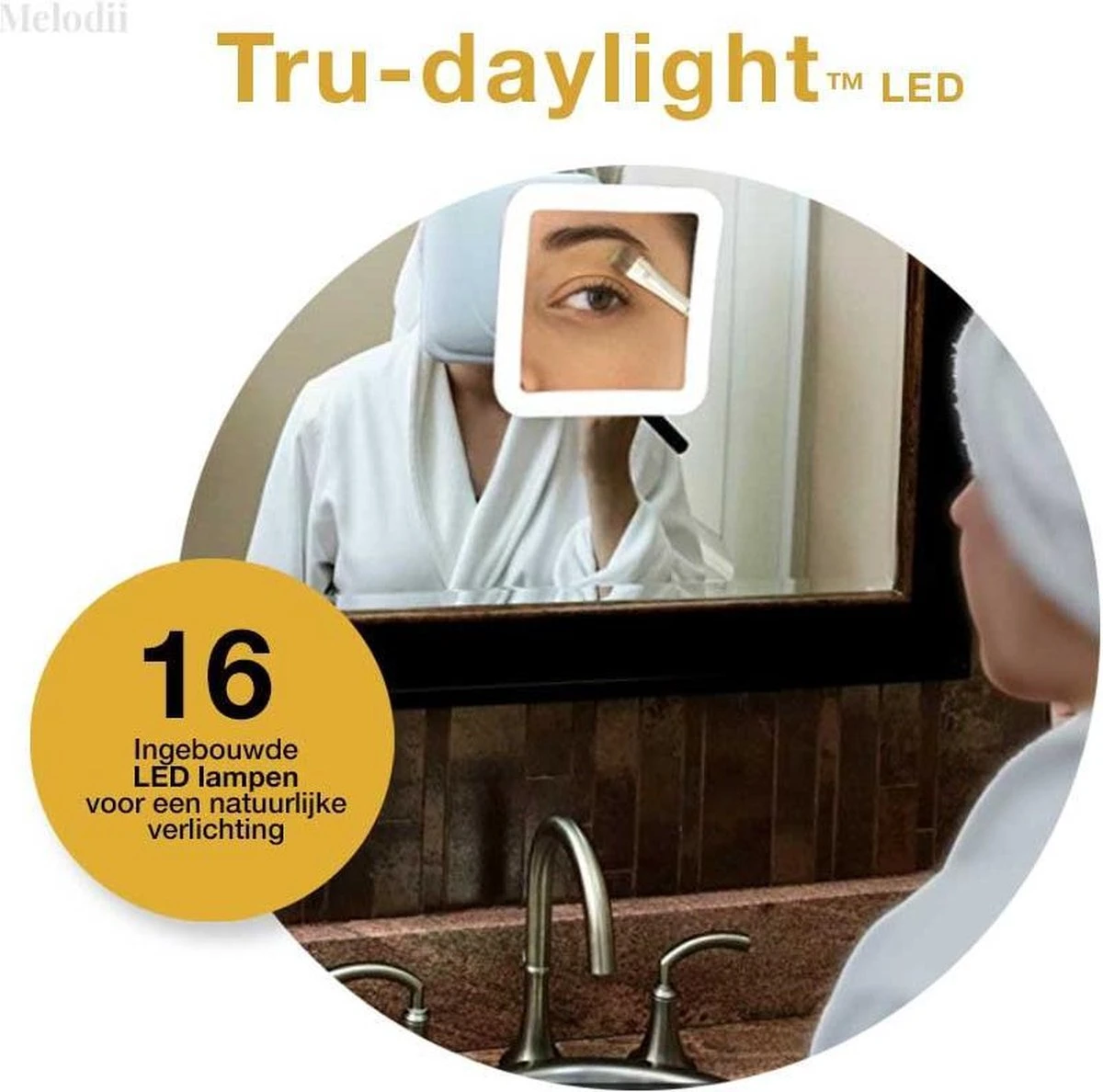 Melodii ML10X - Make Up Spiegel Met LED Verlichting - Scheerspiegel - 10x Vergroting - Met Tru-Daylight Verlichting - Voor Hem En Voor Haar 4 Melodii ML10X - Make Up Spiegel Met LED Verlichting - Scheerspiegel - 10x Vergroting - Met Tru-Daylight Verlichting - Voor Hem En Voor Haar - Image 4