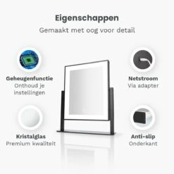 Mirlux Hollywood Spiegel Met Verlichting - Make Up - Visagie - Dimbaar LED Lampen Licht - Zwart -Modecosmetica 1200x1200 175