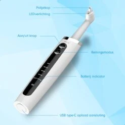 DEN-T® PRO P350 Elektrische Tandenpolijster - Wit - 5 Standen - 5 Opzetstukken - Polijstmachine - Polijstset - Tanden Polijsten - -Modecosmetica 1200x1200 301