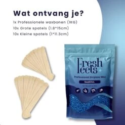 Freshfeels® Hard Wax Beans - Incl. 20x Wax Spatels - 1 KG - Voor Lichaam & Gezicht - Wax Parels - Wax Bonen - Wax Korrels - Voor Gevoelige Huid - Fijn/Grof Haar - Brazilian Hard Wax - Aqua Blauw -Modecosmetica 1200x1200 348