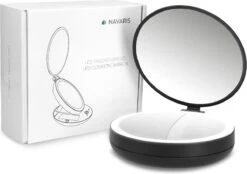 Navaris 1x/5x Vergrotende Make-up Spiegel - Compacte Opvouwbare Kap- En Reisspiegel - Led-verlichte Dubbelzijdige Make-upspiegel - Zwart -Modecosmetica 1200x847 2
