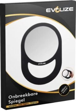 Evolize Onbreekbare Spiegel Met Handvat - Ø 16,5 Cm - Ophangbaar - Rond - Handspiegel - Kappersspiegel - Reisspiegel - Make Up - Afmeting: 28 X 19 Cm - Zwart -Modecosmetica 809x1200
